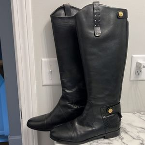 Sam Edelman DARA Black Leather and Snake Embossed Tall Boots!